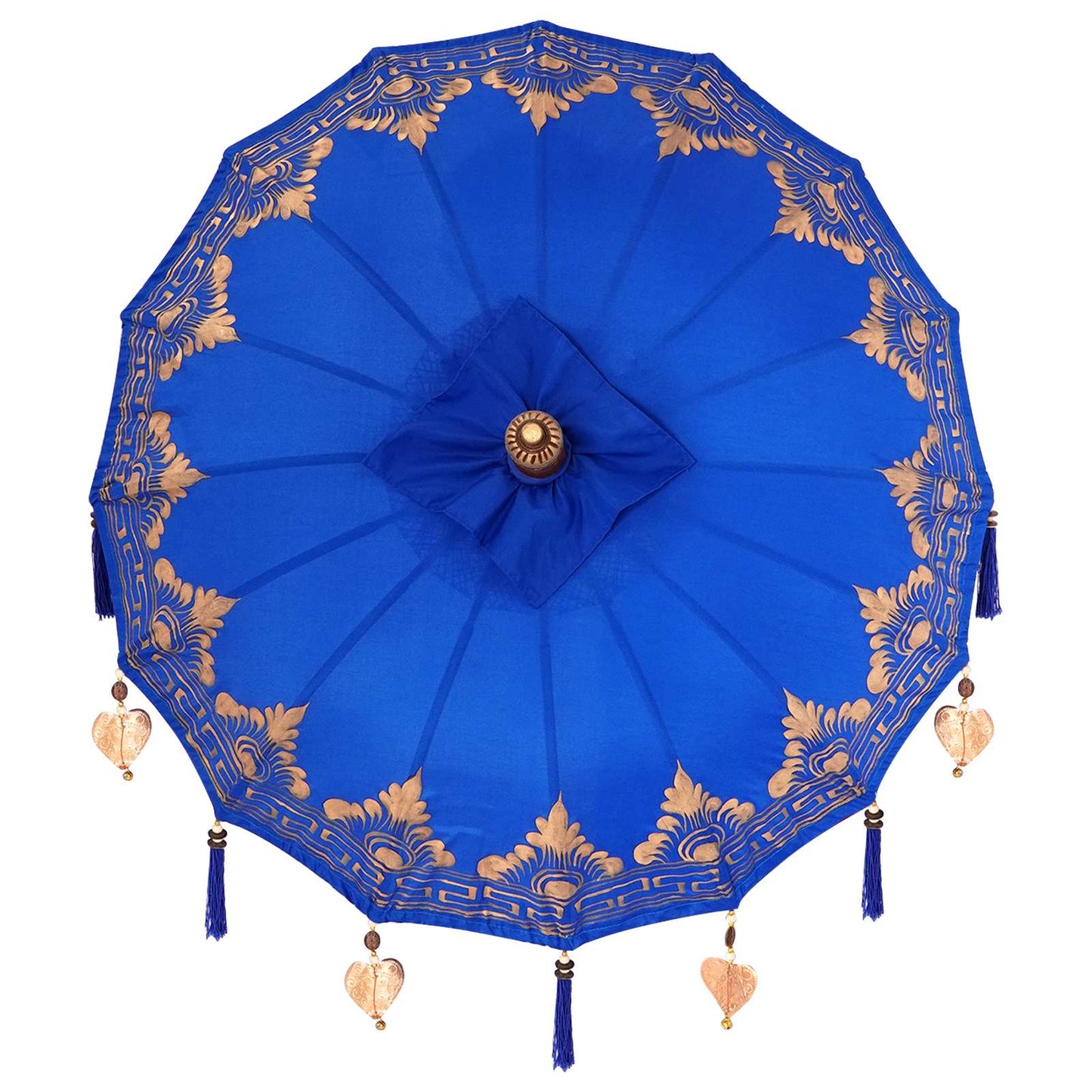 Balinesischer Sonnenschirm mit Sockel Blau 95 x 95 x 260 cm