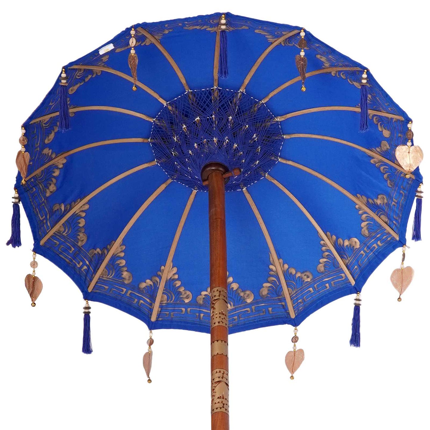 Balinesischer Sonnenschirm mit Sockel Blau 95 x 95 x 260 cm