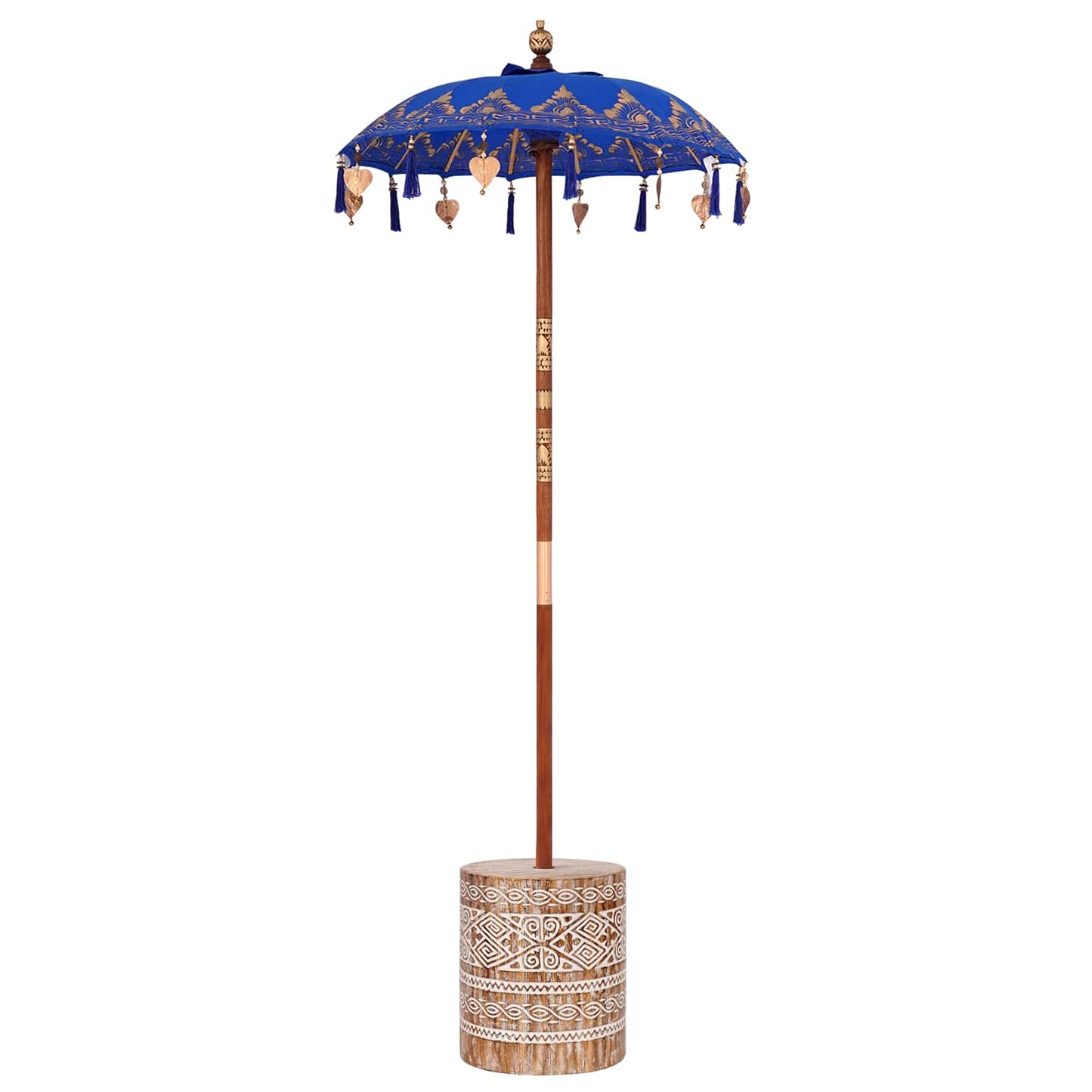 Balinesischer Sonnenschirm mit Sockel Blau 95 x 95 x 260 cm