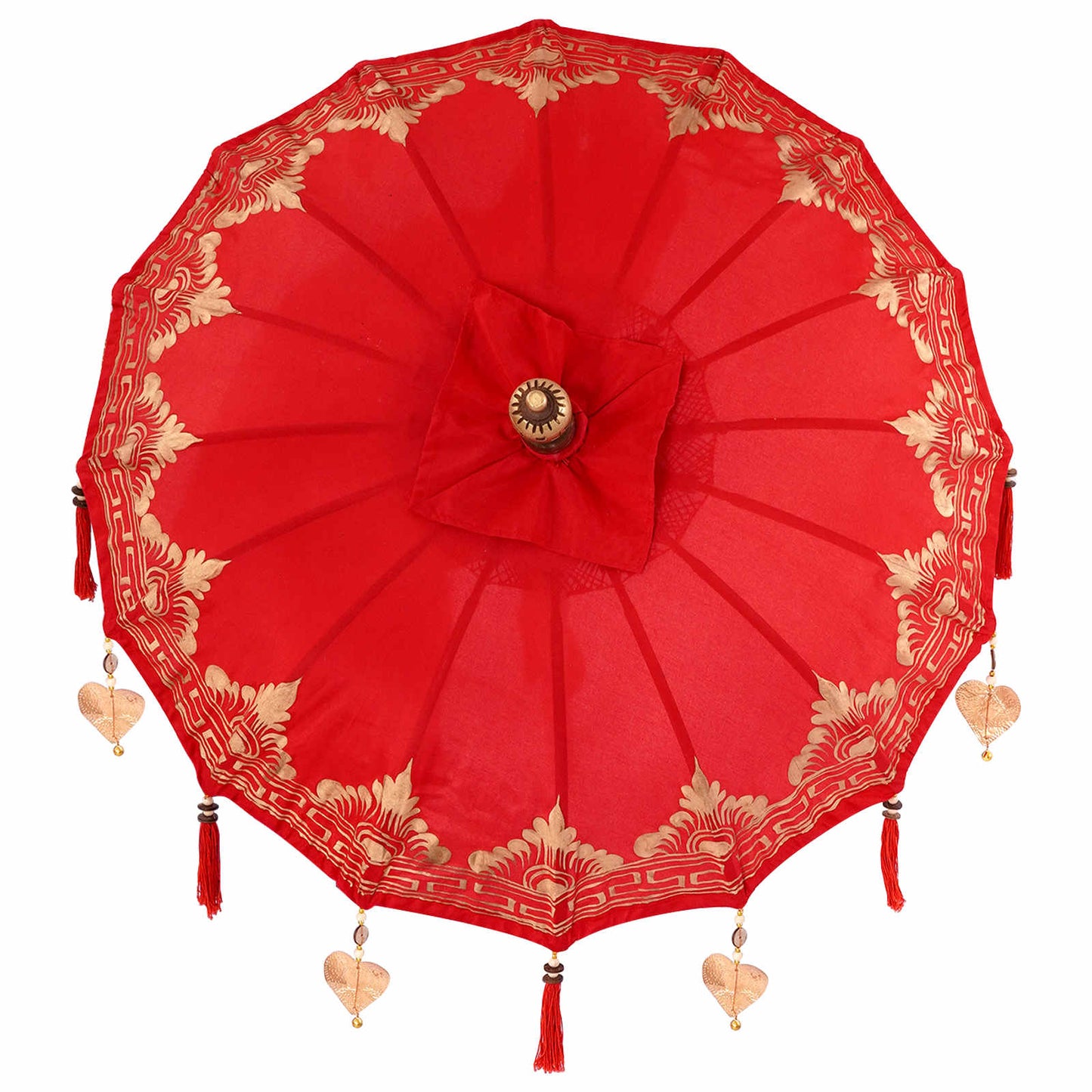 Balinesischer Sonnenschirm mit Sockel Rot 95 x 95 x 260 cm