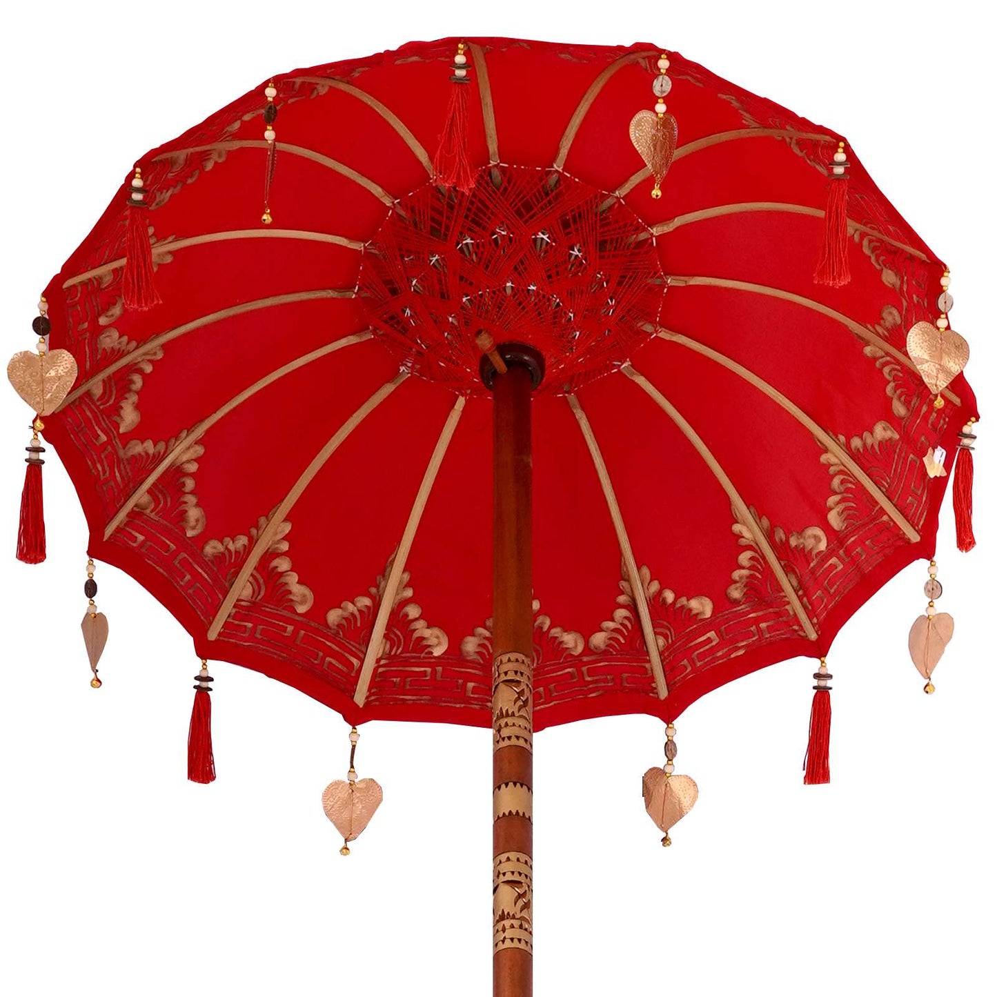 Balinesischer Sonnenschirm mit Sockel Rot 95 x 95 x 260 cm