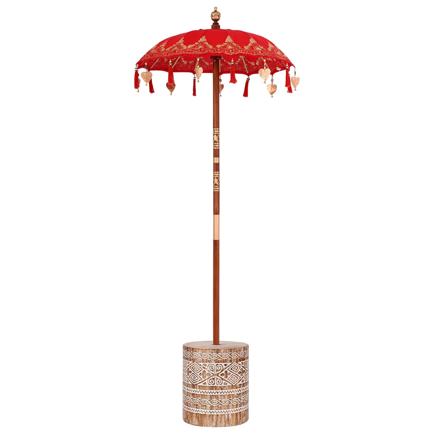 Balinesischer Sonnenschirm mit Sockel Rot 95 x 95 x 260 cm