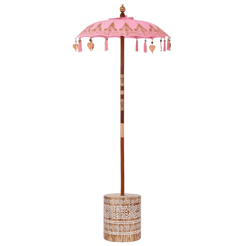 Balinesischer Sonnenschirm mit Sockel Rosa 95 x 95 x 260 cm