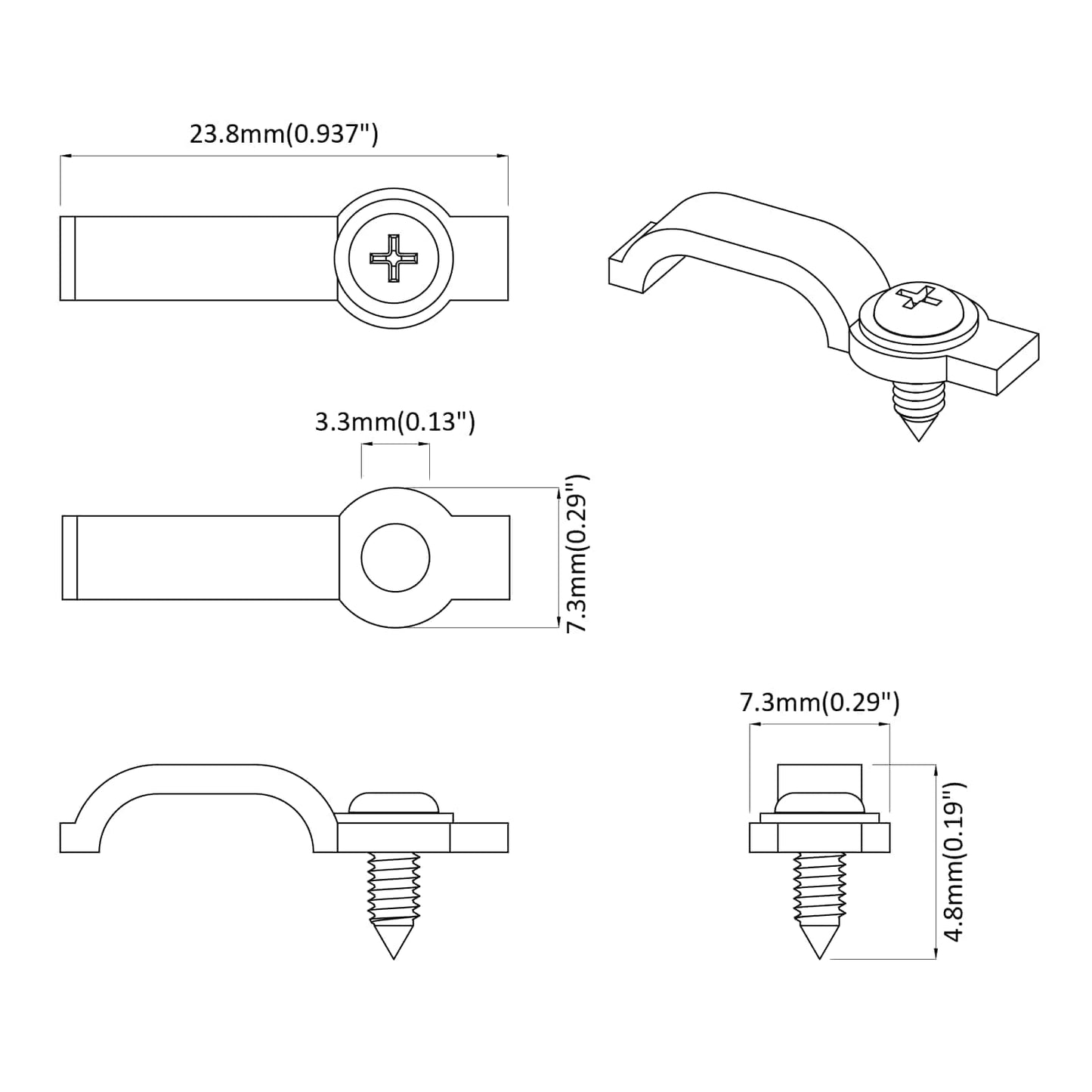 LED Streifen Clips 2 pcs Transparent 23,8 x 7,3 x 4,3 mm