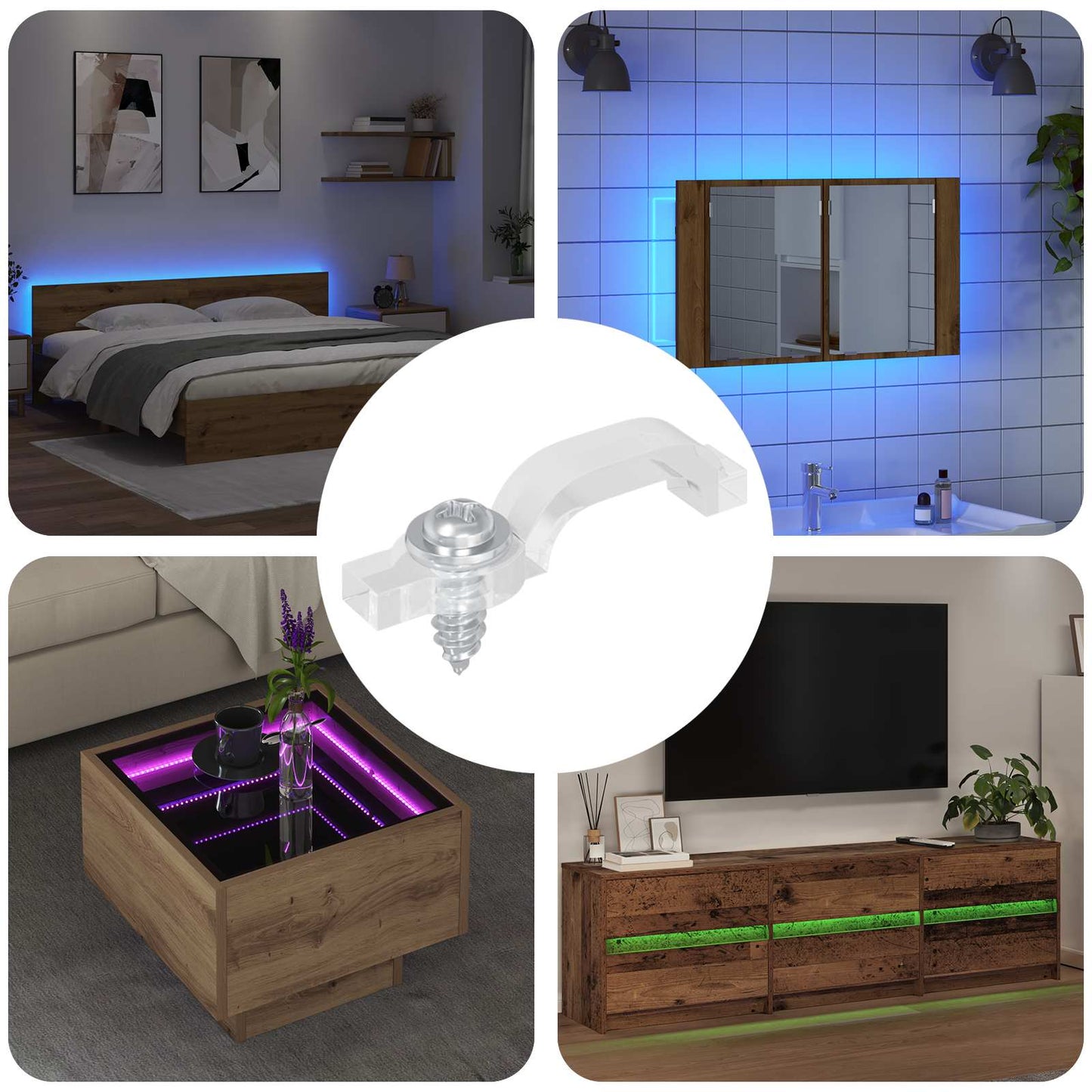 LED Streifen Clips 12 pcs Transparent 23,8 x 7,3 x 4,3 mm