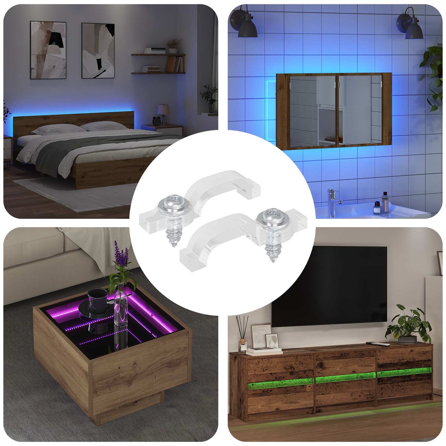 LED Streifen Clips 2 pcs Transparent 23,8 x 7,3 x 4,3 mm