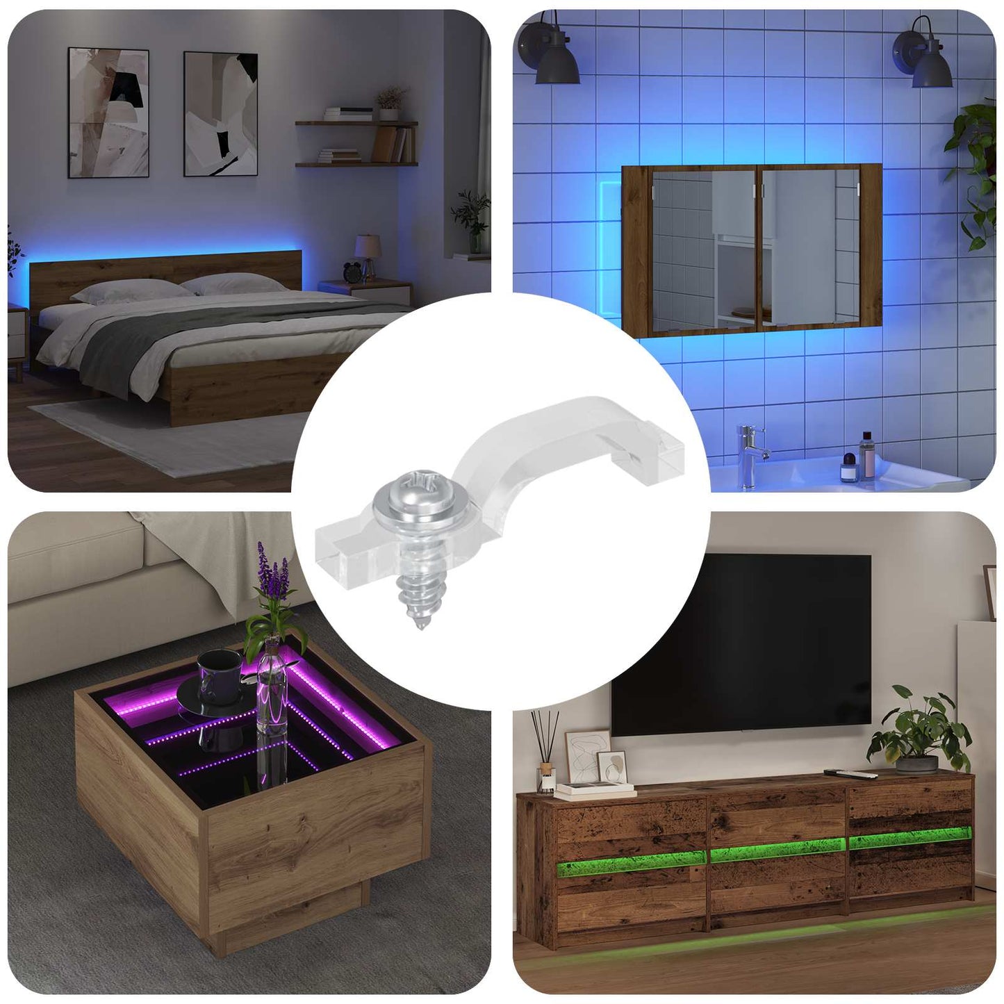 Clips pour ruban LED 12 pièces transparents 23,8 x 7,3 x 4,3 mm