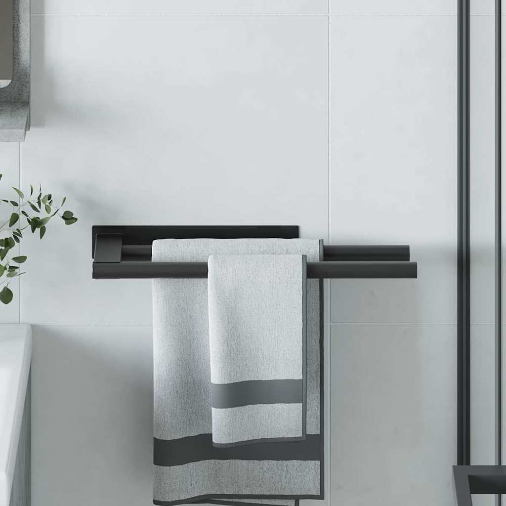 Porte-serviettes noir 40 x 9 x 4 cm acier inoxydable
