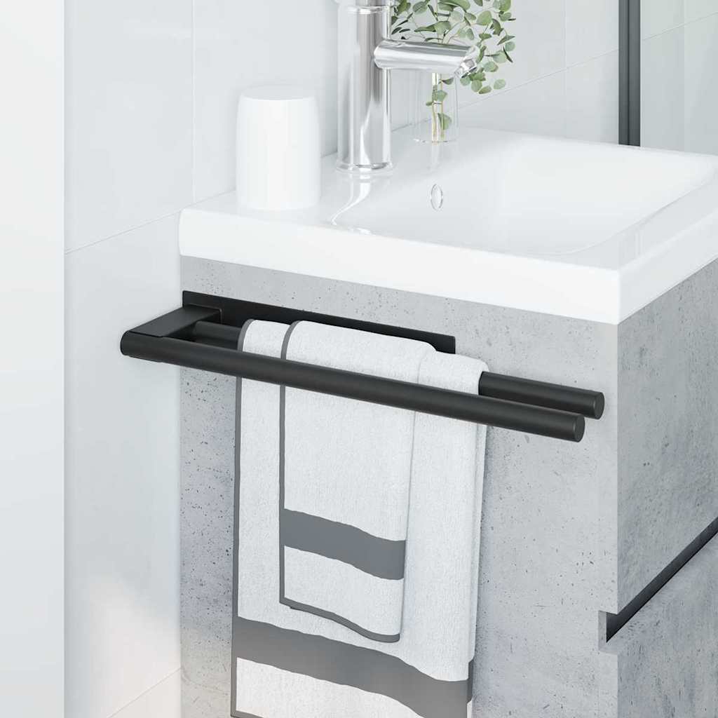 Porte-serviettes noir 40 x 9 x 4 cm acier inoxydable