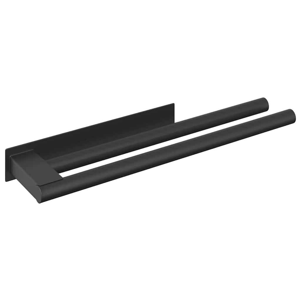 Porte-serviettes noir 40 x 9 x 4 cm acier inoxydable