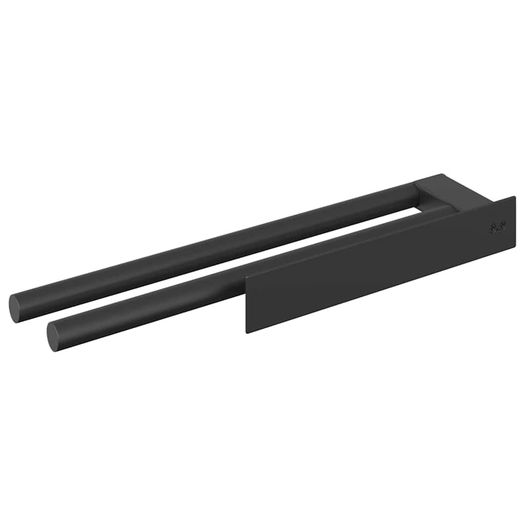 Porte-serviettes noir 40 x 9 x 4 cm acier inoxydable