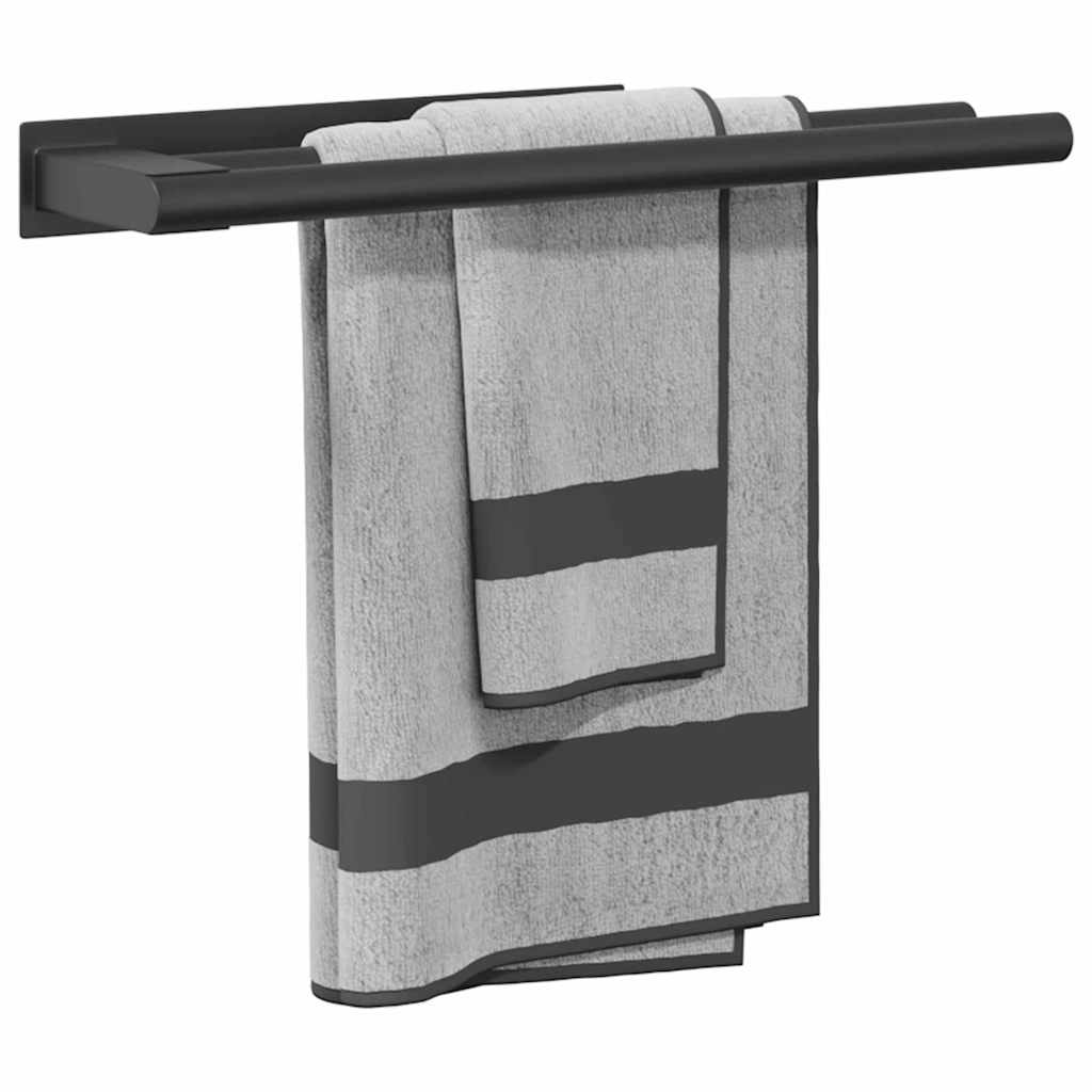 Porte-serviettes noir 40 x 9 x 4 cm acier inoxydable