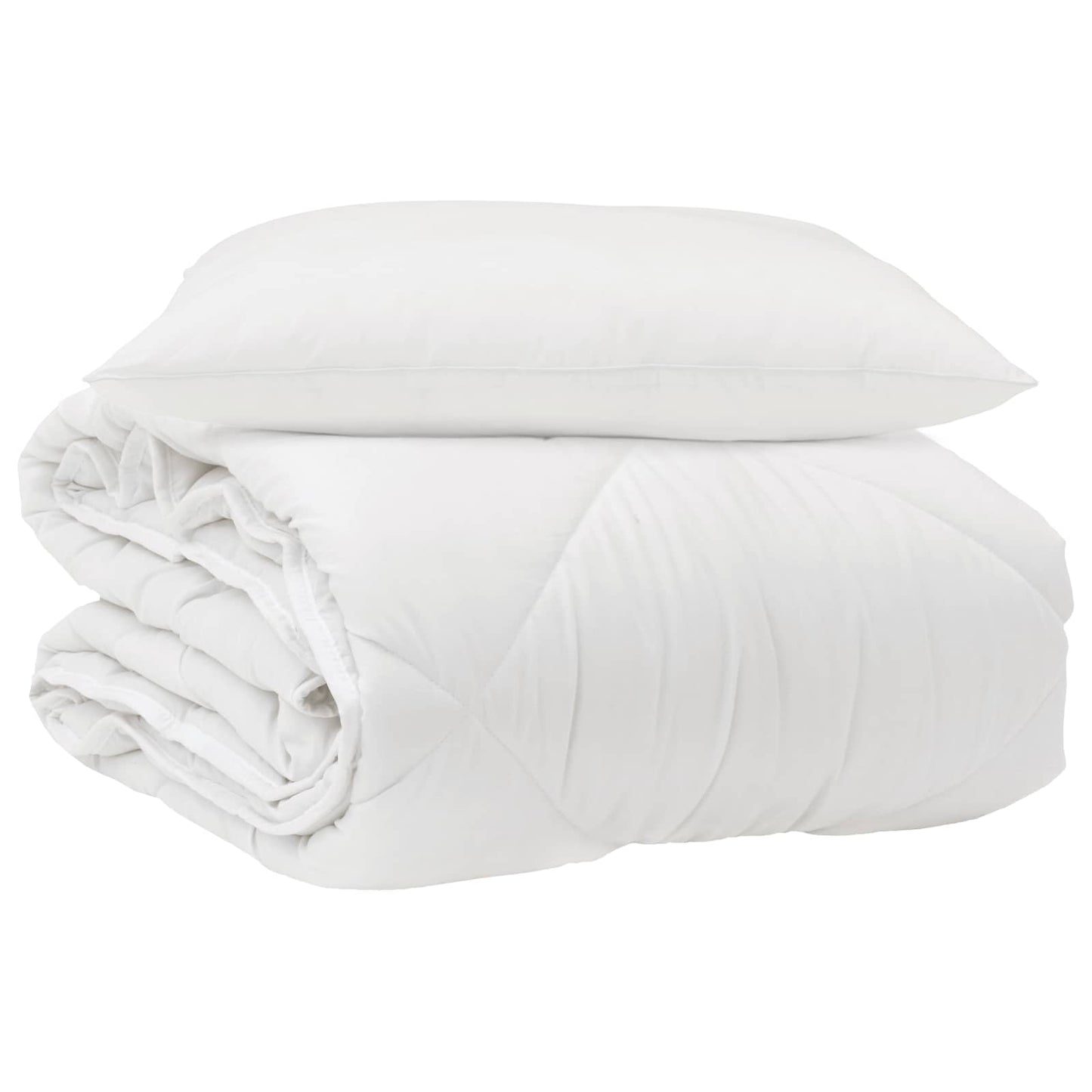 Ganzjahresbettdecke mit Kissen 2 pcs Weiß Mikrofaser