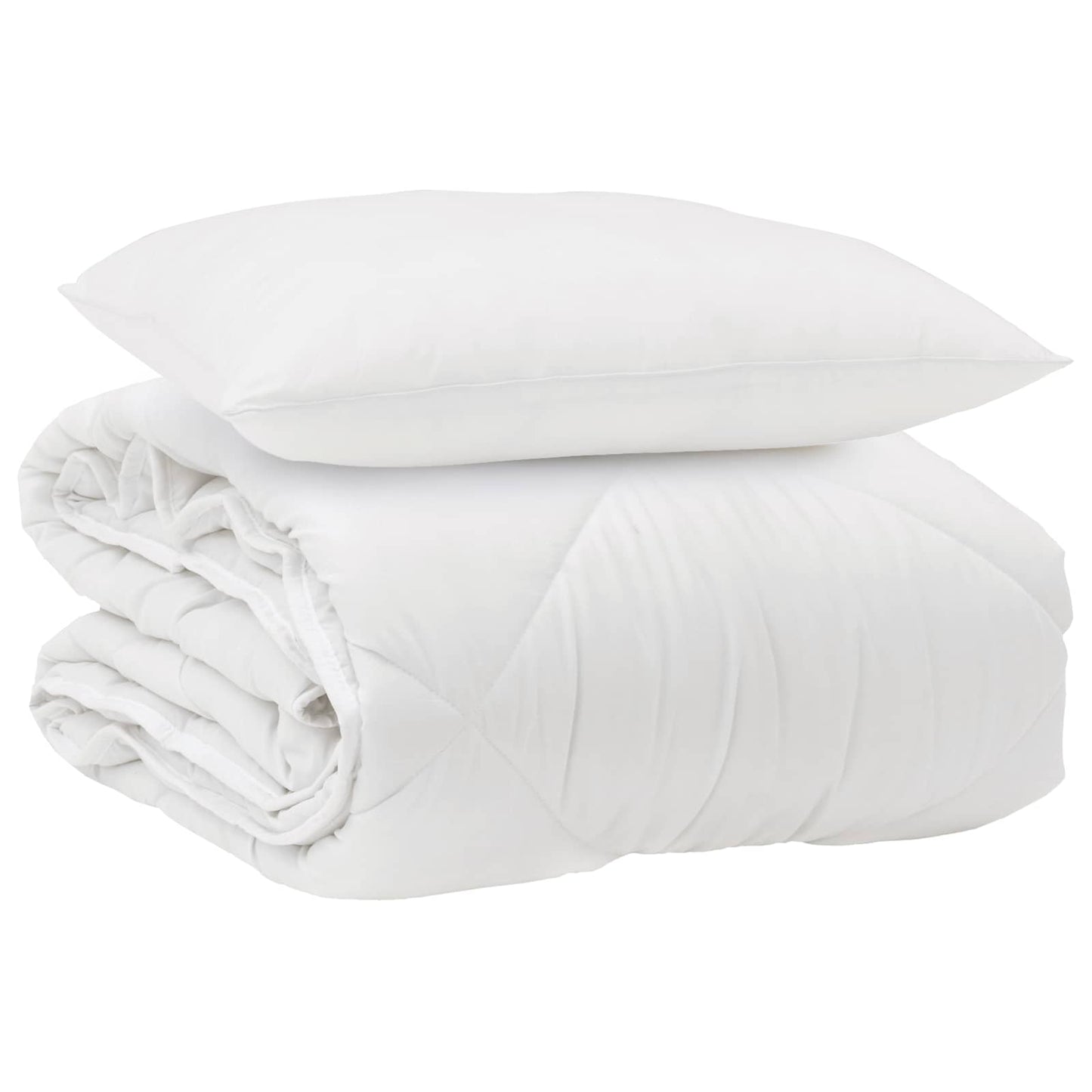 Ganzjahresbettdecke mit Kissen 2 pcs Weiß Mikrofaser