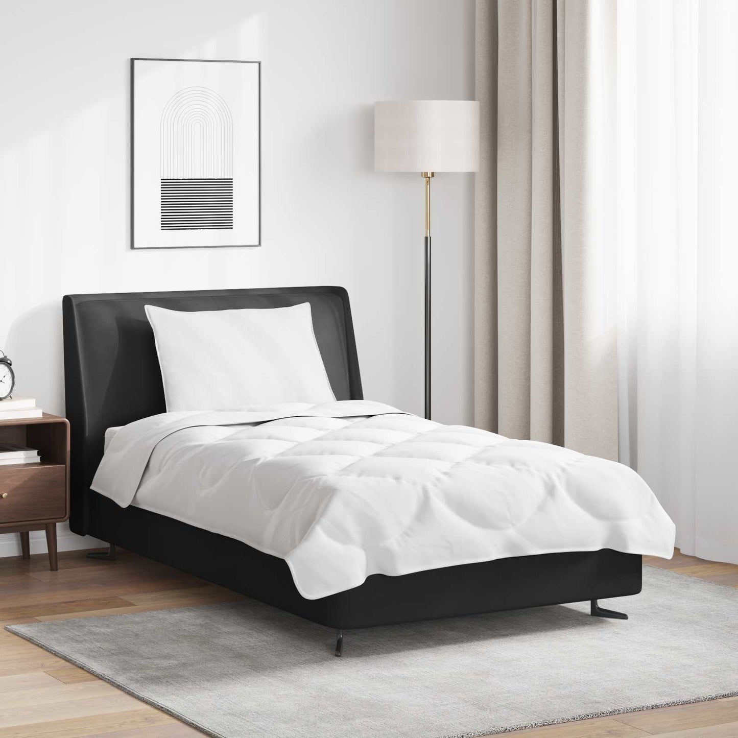 Parure de lit avec housse de couette et taie d'oreiller 2 pièces Blanc Microfibre