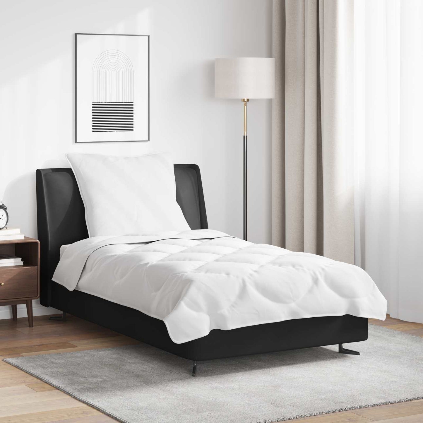 Parure de lit avec oreiller 2 pièces Blanc Microfibre