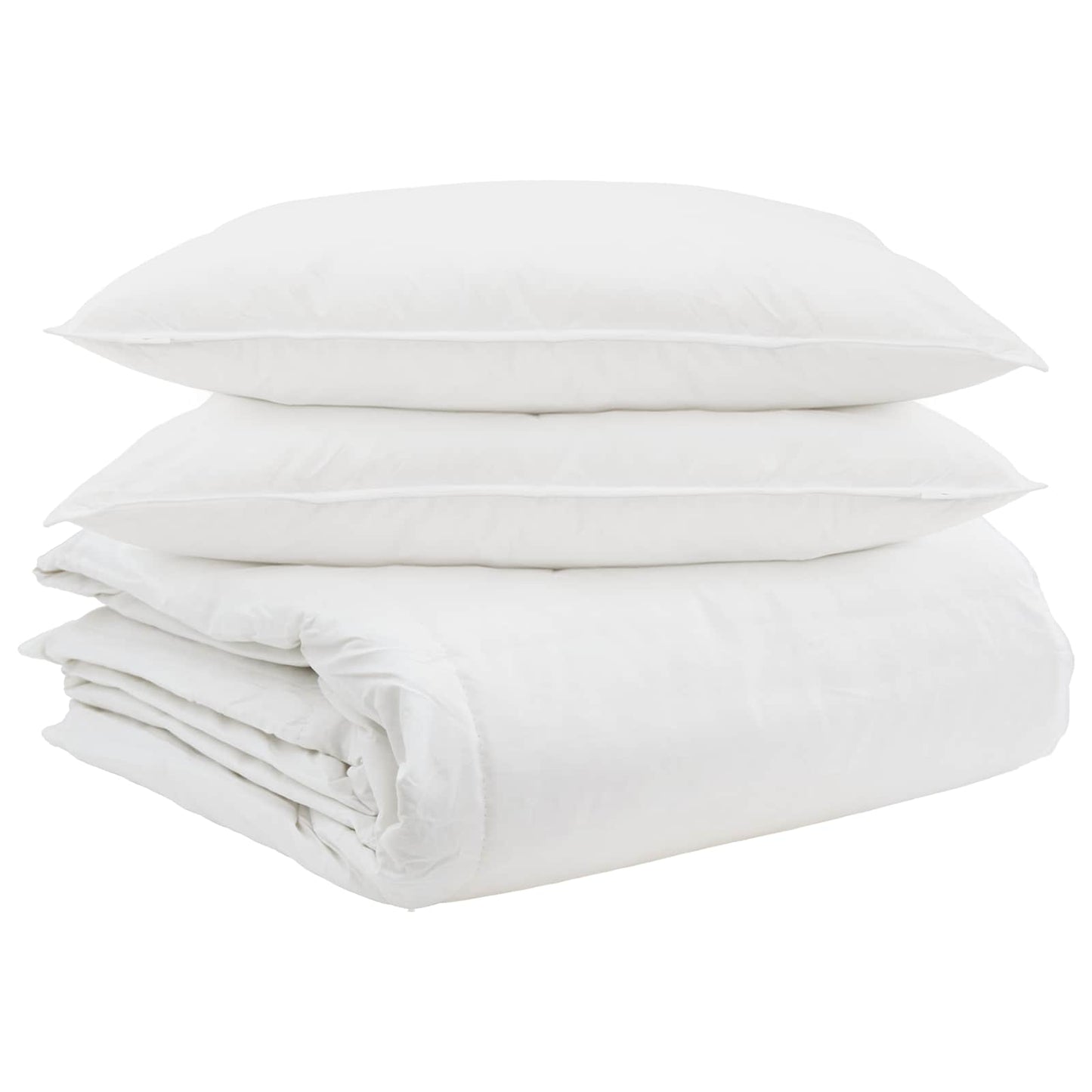 Ensemble de couette et oreillers 3 pcs Blanc Plume et duvet