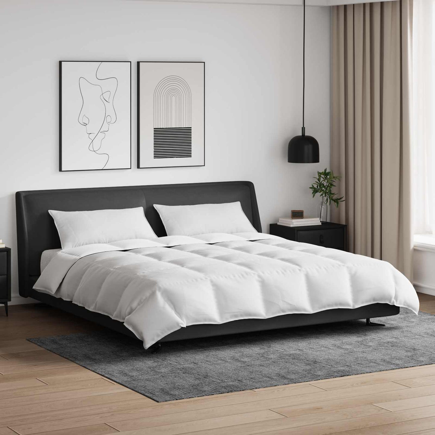 Ensemble housse de couette avec oreillers 3 pièces Blanc Plumes et duvet