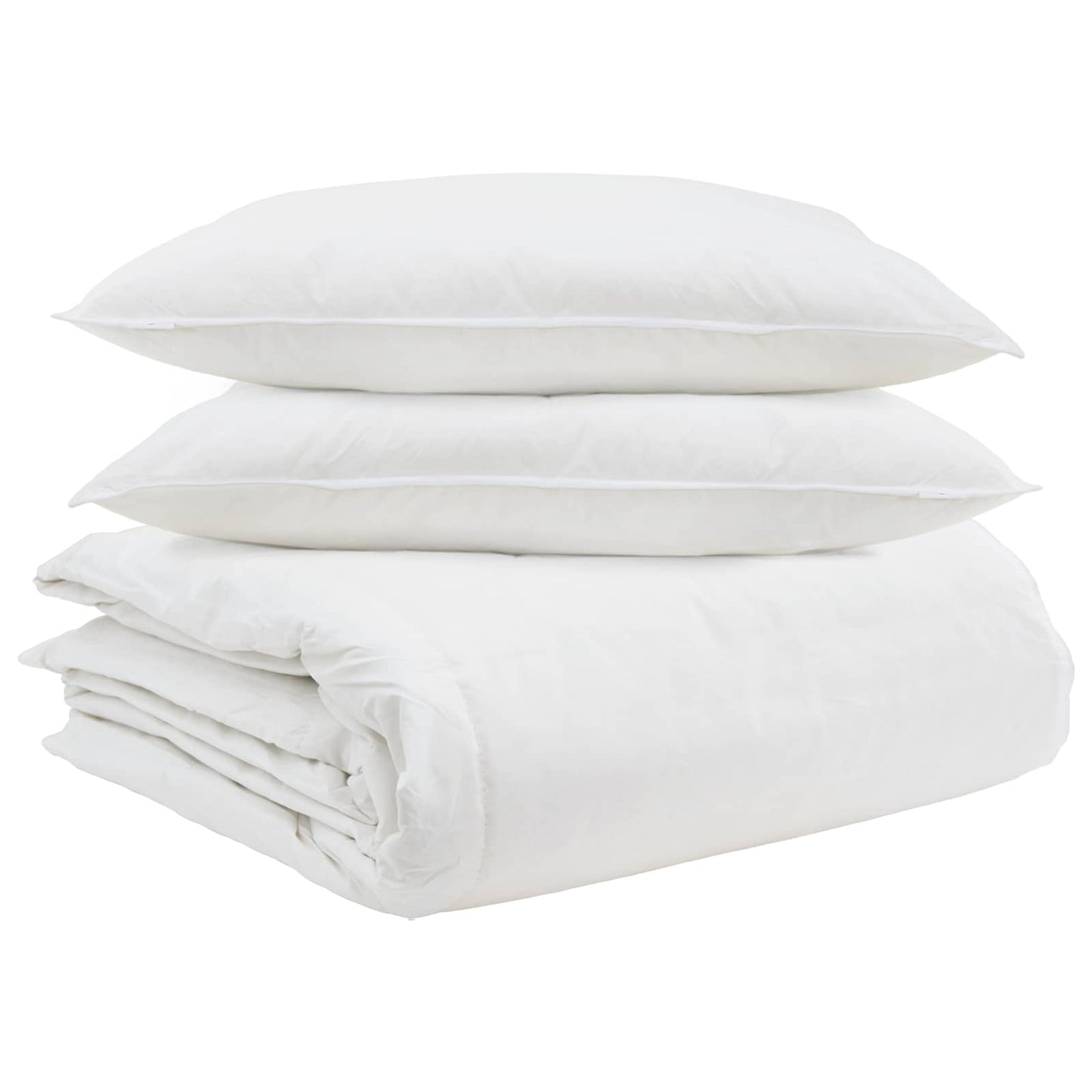Ensemble de couettes avec oreillers 3 pcs Blanc Plumes
