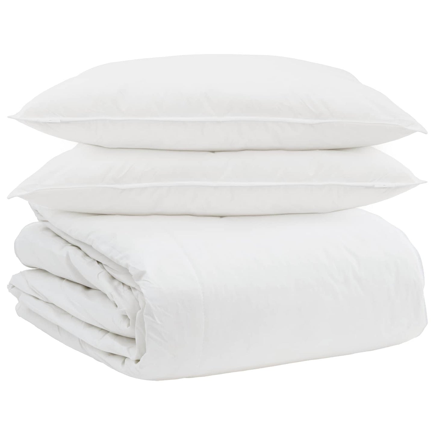 Parure de lit avec oreillers 3 pièces Blanc Plumes de duvet
