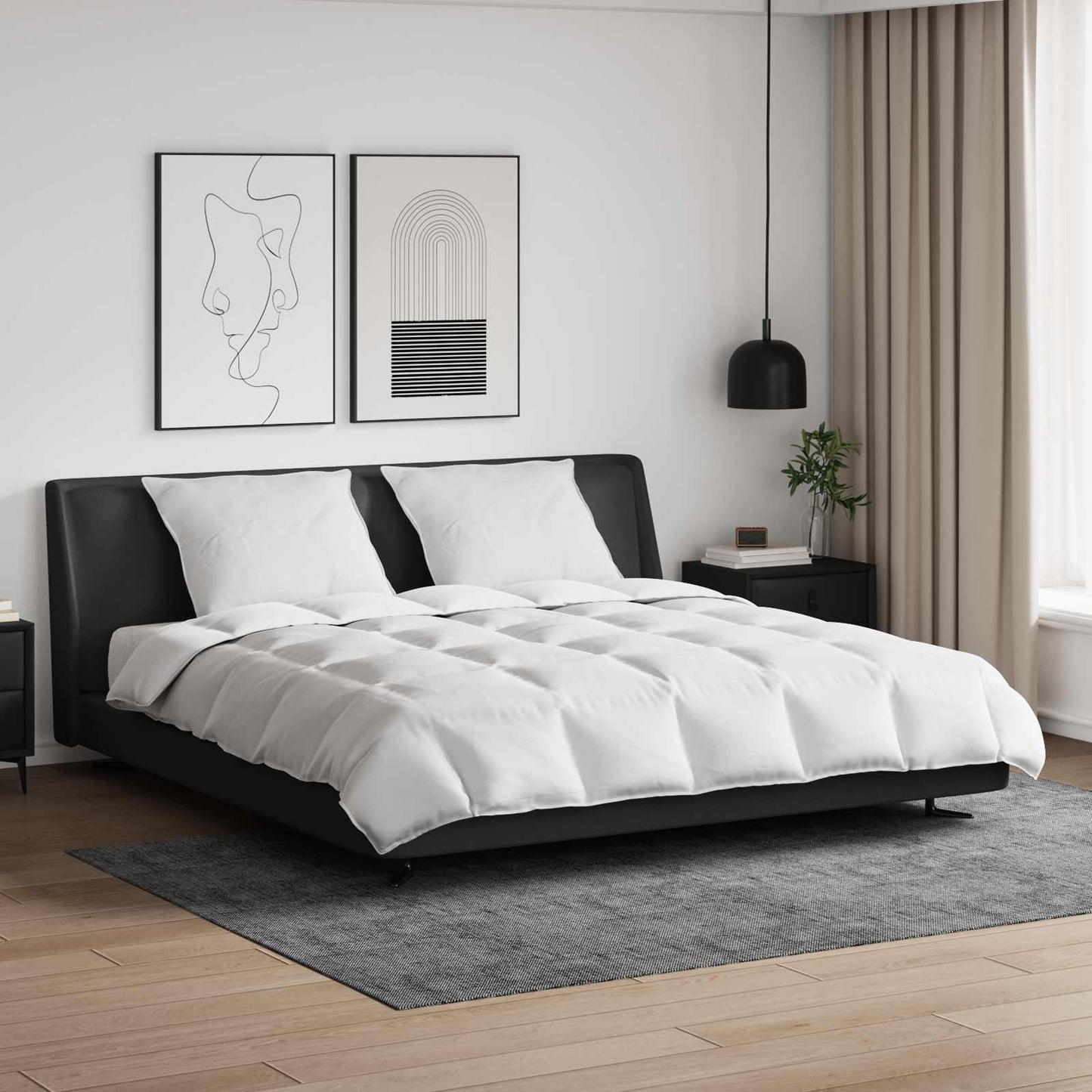 Ensemble de couette avec oreillers 3 pcs Blanc Plumes