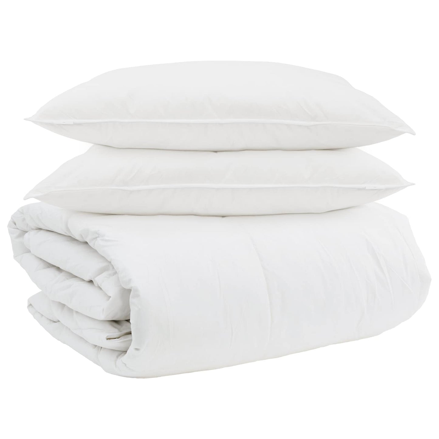 Parure de lit avec oreillers 3 pièces Blanc Plumes