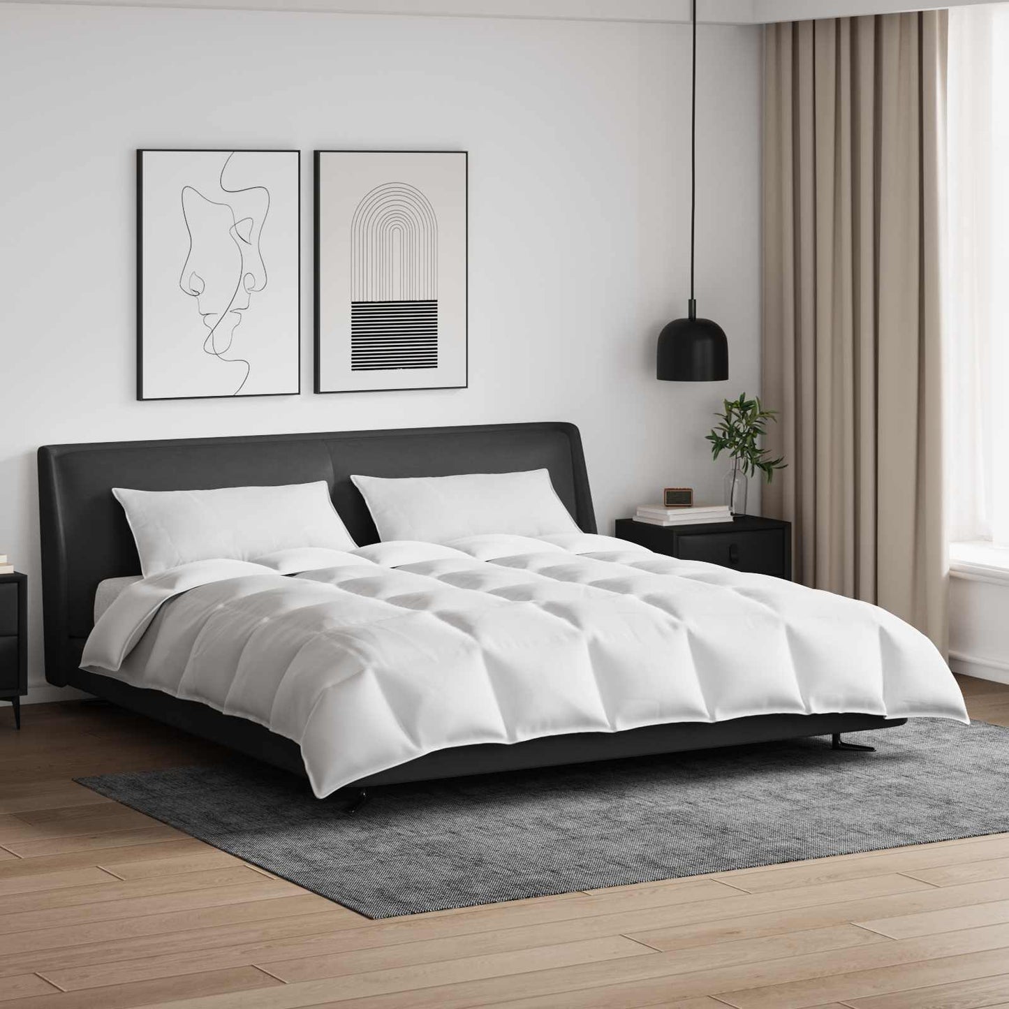 Ensemble housse de couette avec oreillers 3 pcs Blanc Plume de duvet