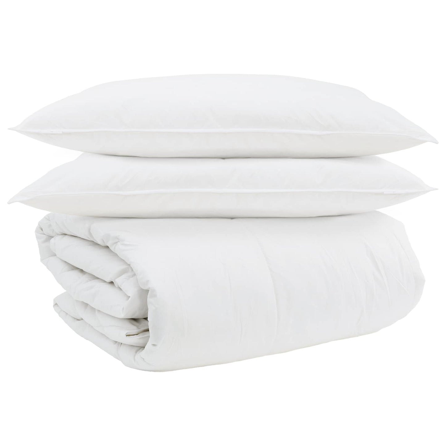 Ensemble housse de couette avec oreillers 3 pcs Blanc Plume de duvet