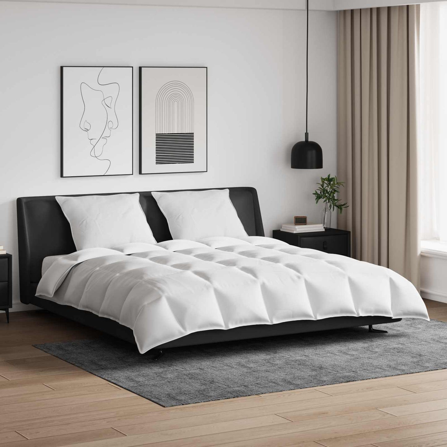 Bettdecken Set mit Kissen 3 pcs Weiß Daunenfeder