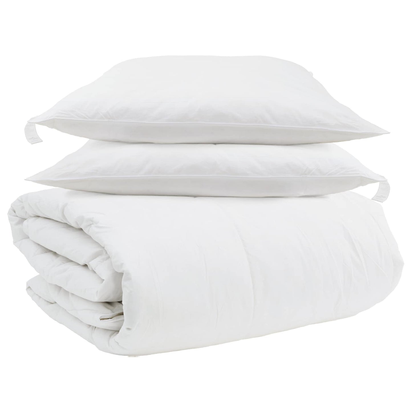 Ensemble housse de couette avec oreillers 3 pcs Blanc Plume de duvet