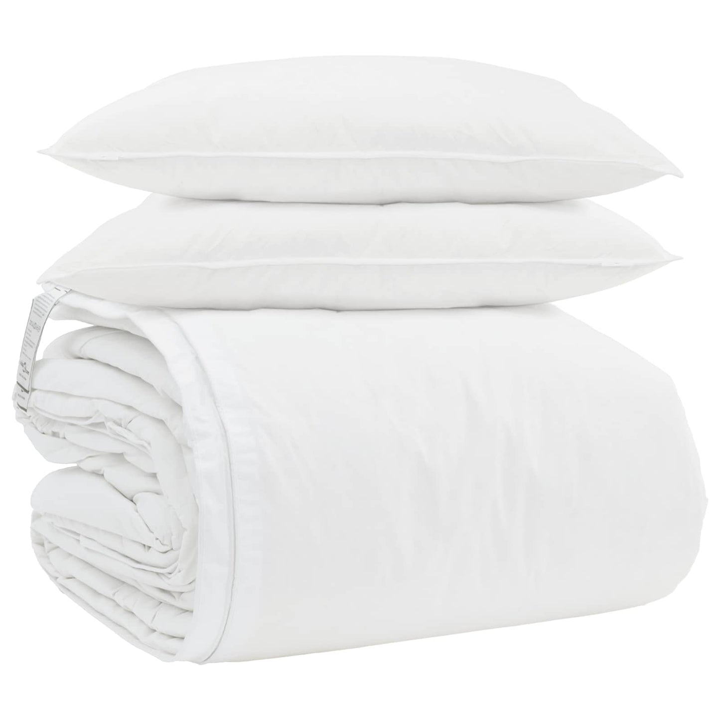 Housse de couette avec oreillers 3 pcs Blanc Plumes d'oie