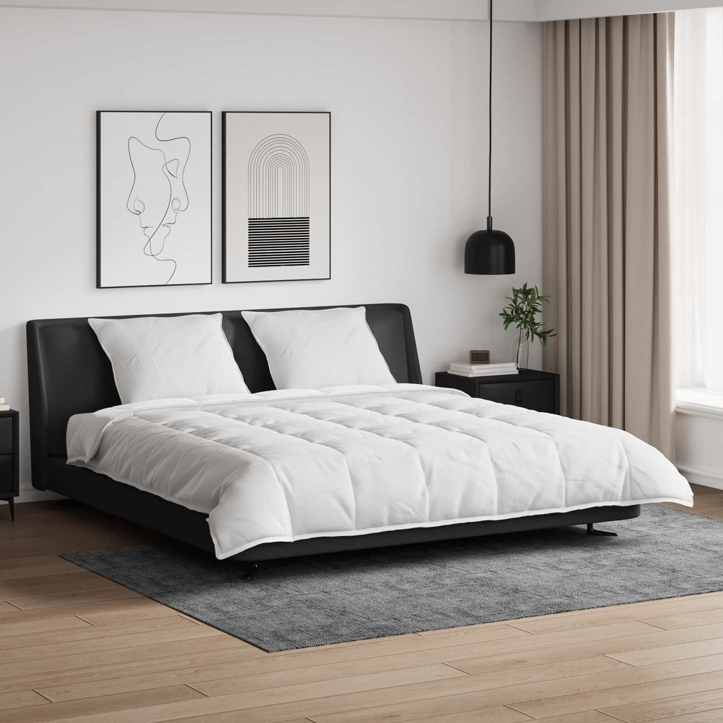 Ensemble de couette avec oreillers 3 pcs Blanc Plumes