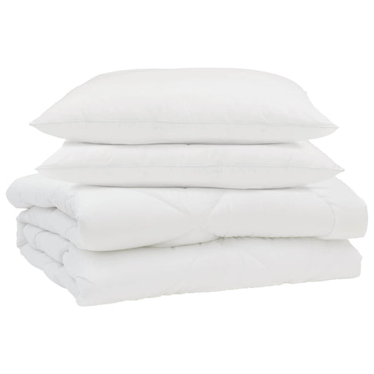Couette d'été avec oreiller 3 pcs Blanc Microfibre