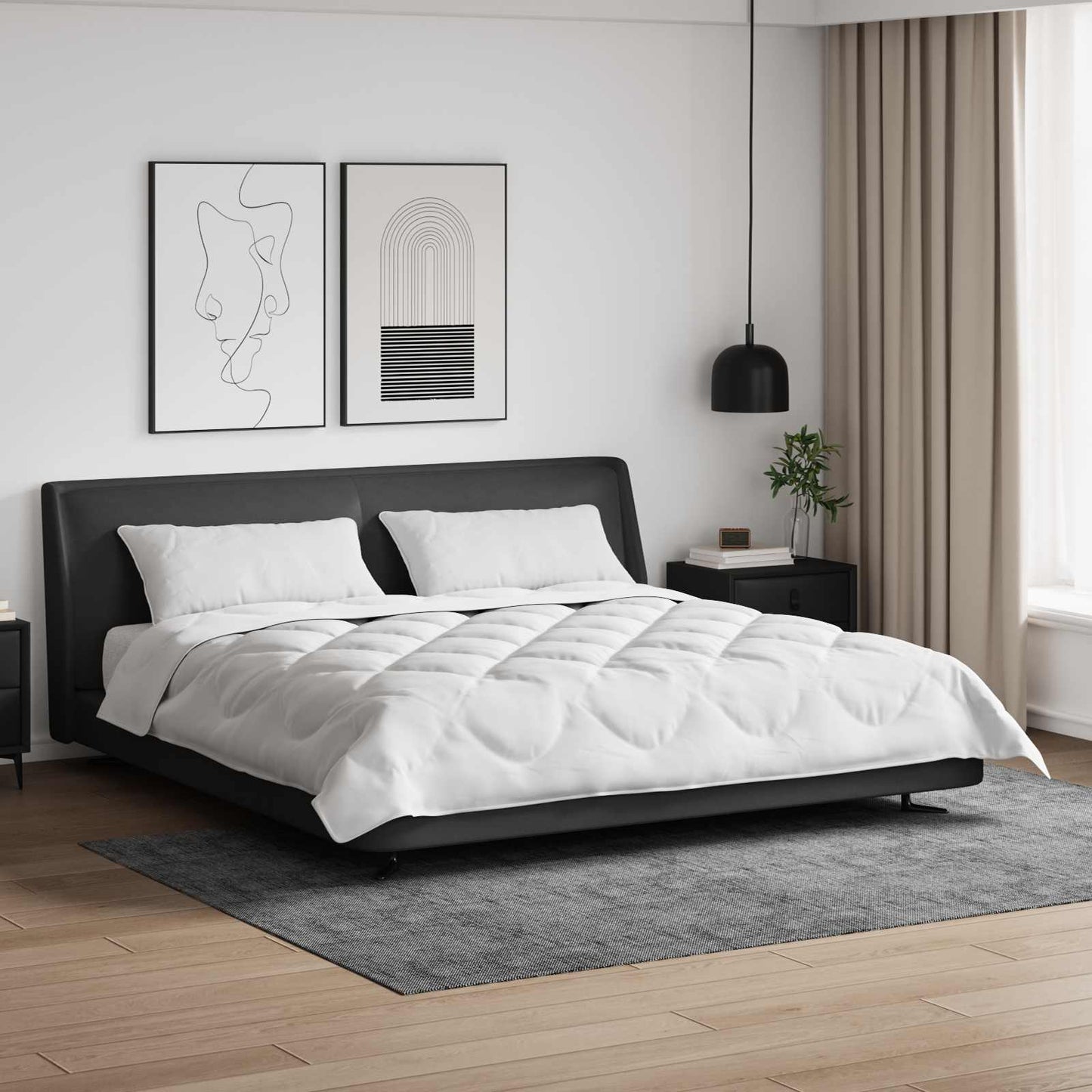 Duvet with pillows 3 pcs White Microfiber