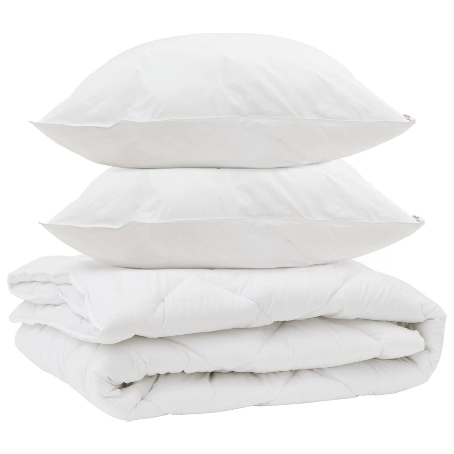 Parure de lit 3 pièces avec couette et oreiller, blanc, microfibre