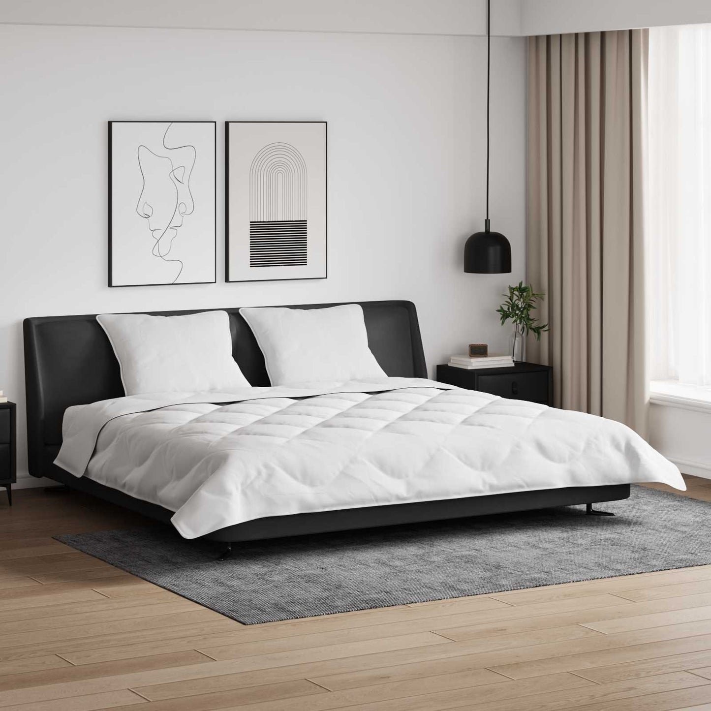Duvet with Pillows 3 pcs White Microfiber and Down Feathers