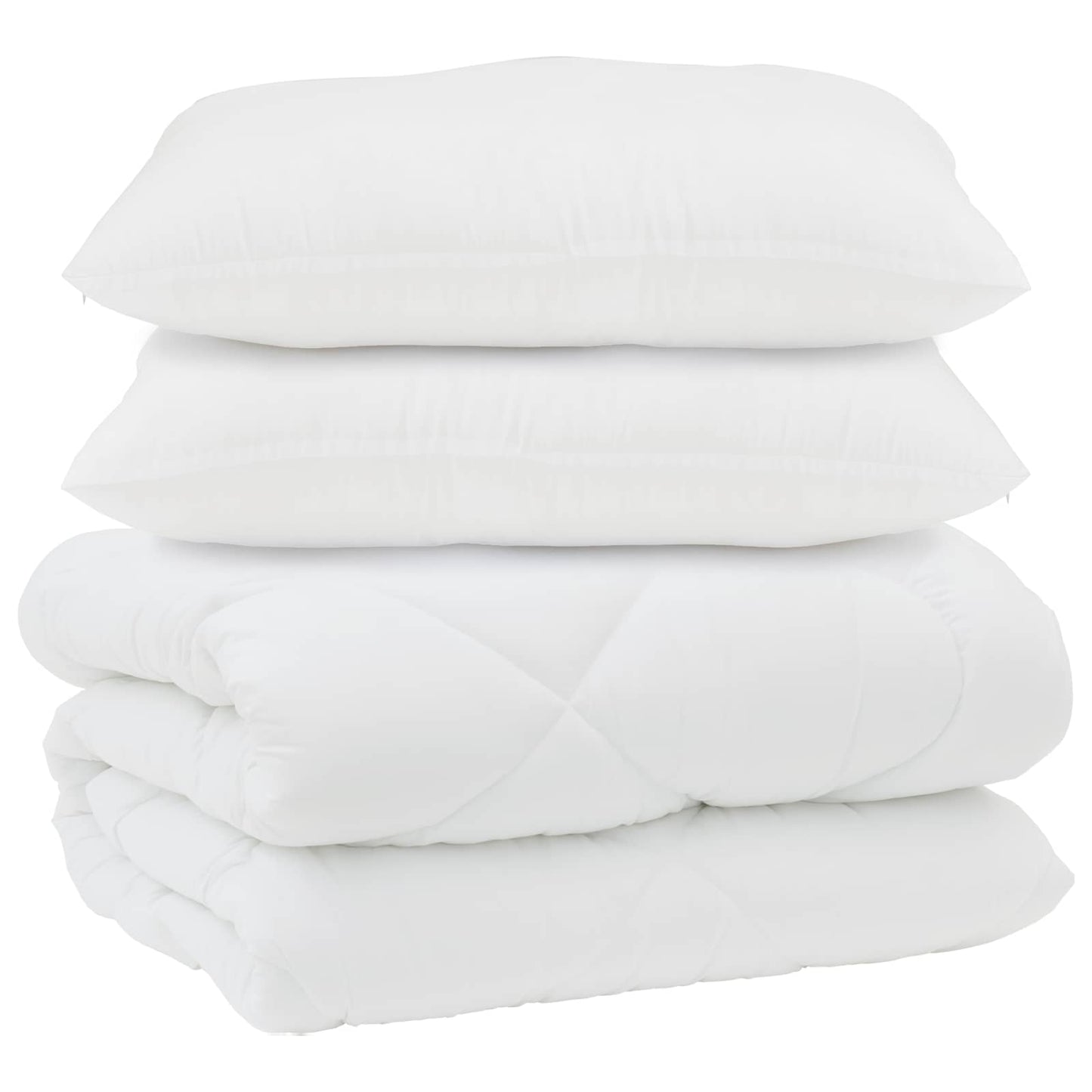 Duvet with Pillows 3 pcs White Microfiber and Down Feathers
