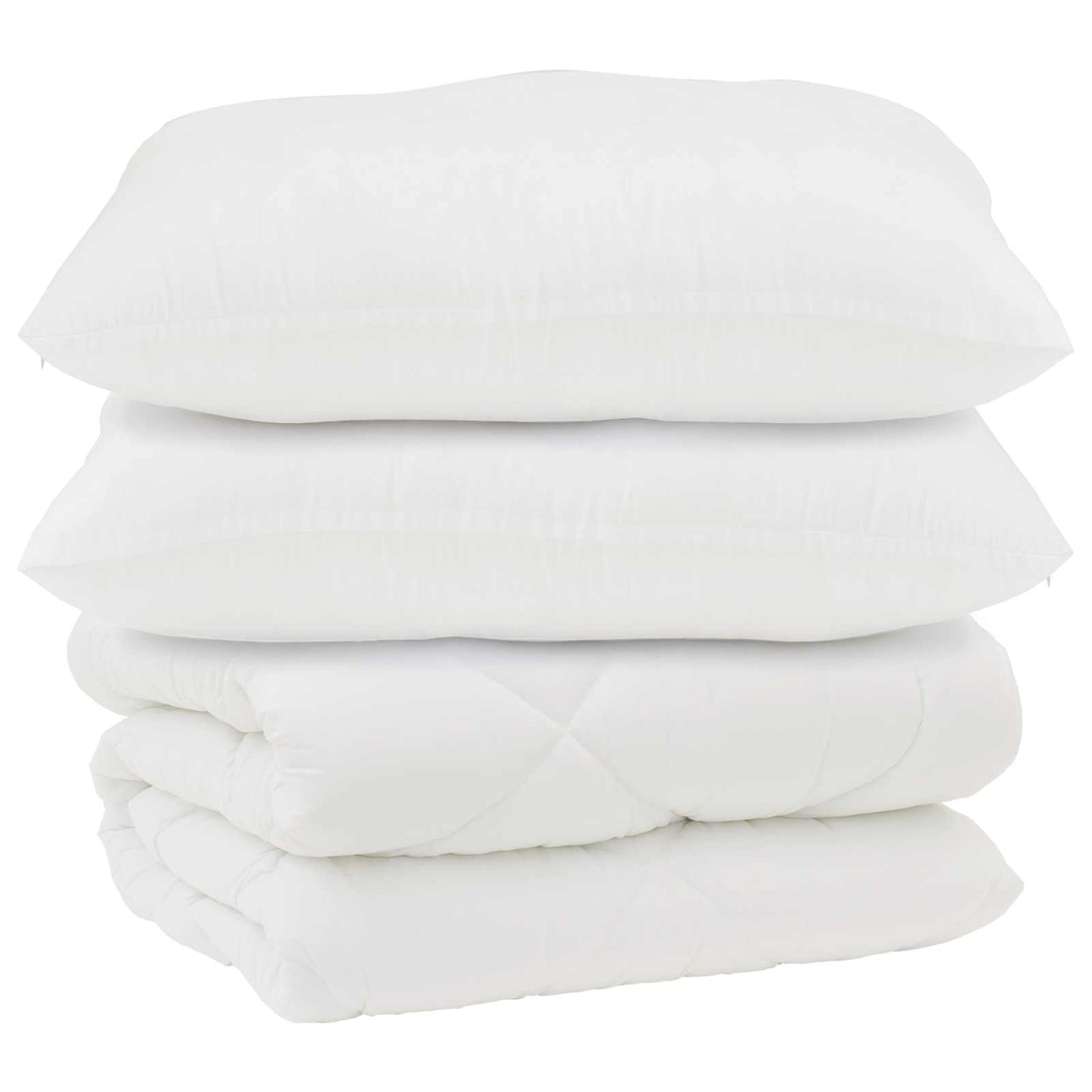 Couverture et oreillers 3 pcs Blanc Microfibre et plumes de duvet