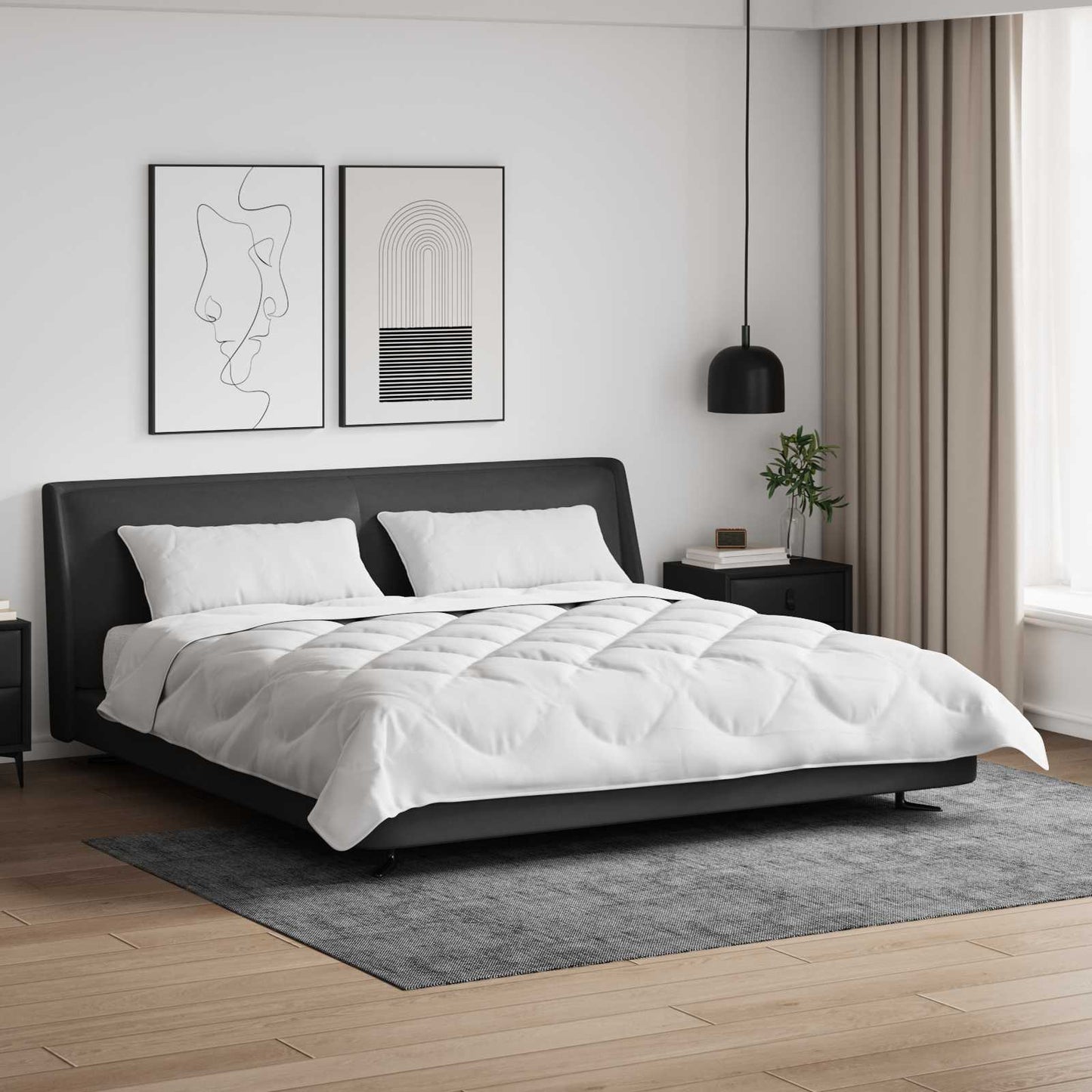 Parure de lit 3 pcs blanche microfibre et plumes de duvet