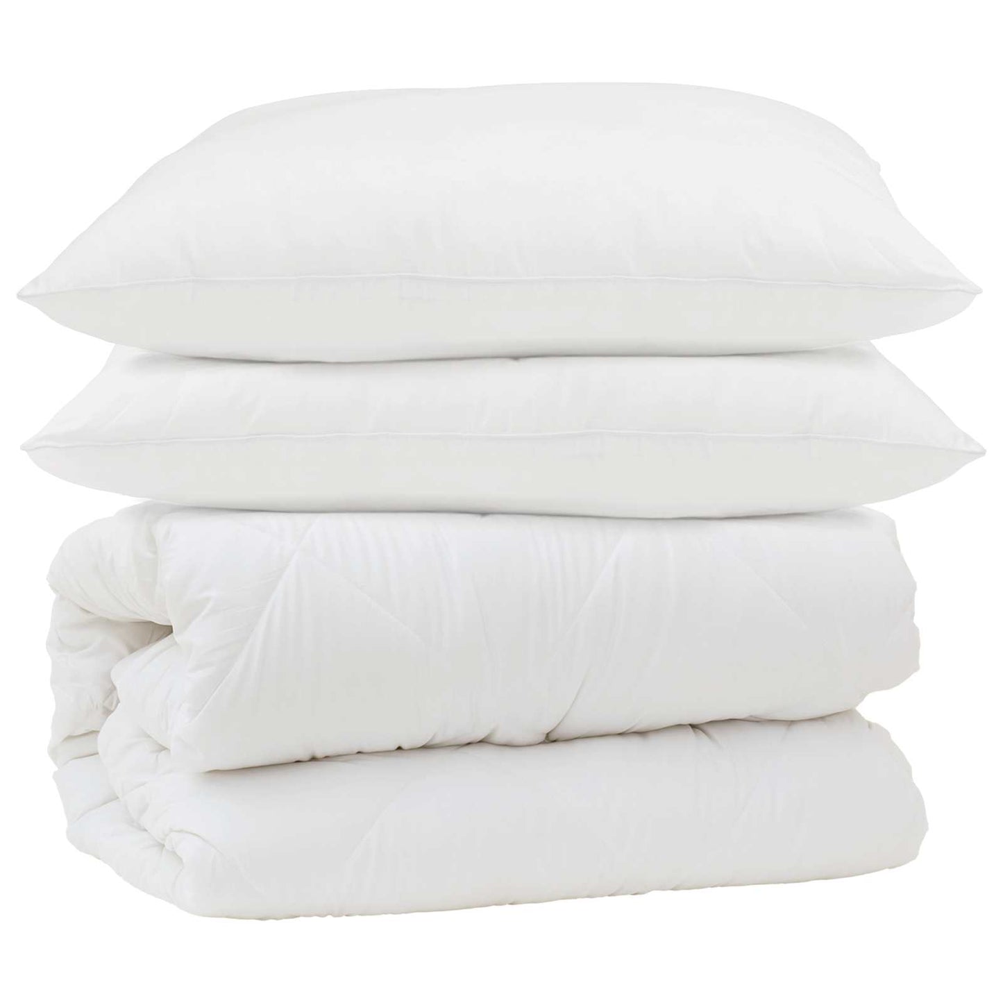 Ensemble de couettes 3 pièces blanc microfibre et plumes de duvet