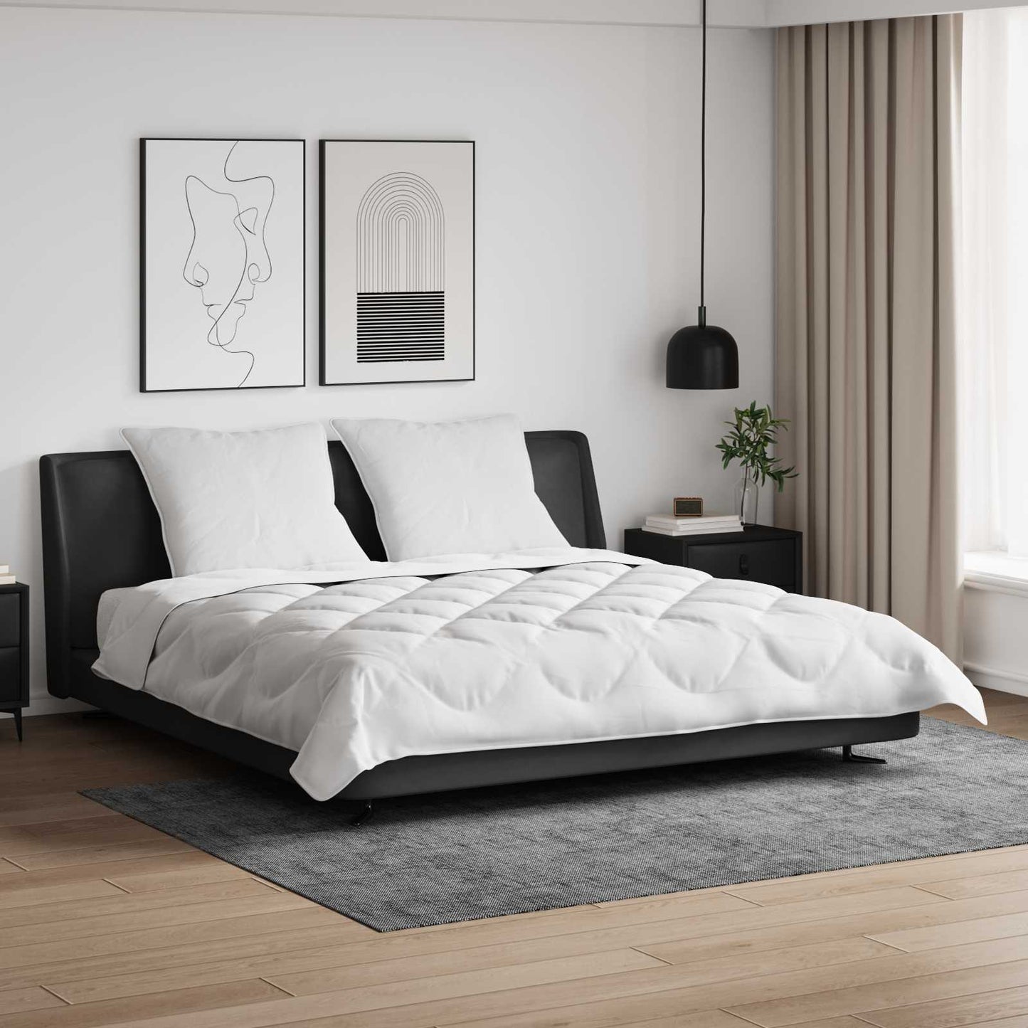 Duvet with pillows 3 pcs White Microfiber