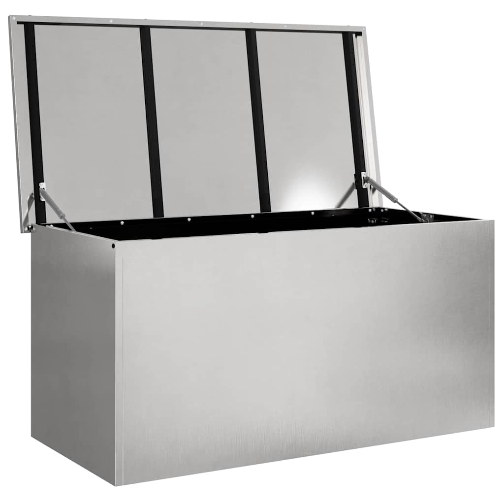 Boîte de rangement extérieure argentée 100 x 50,5 x 50 cm acier