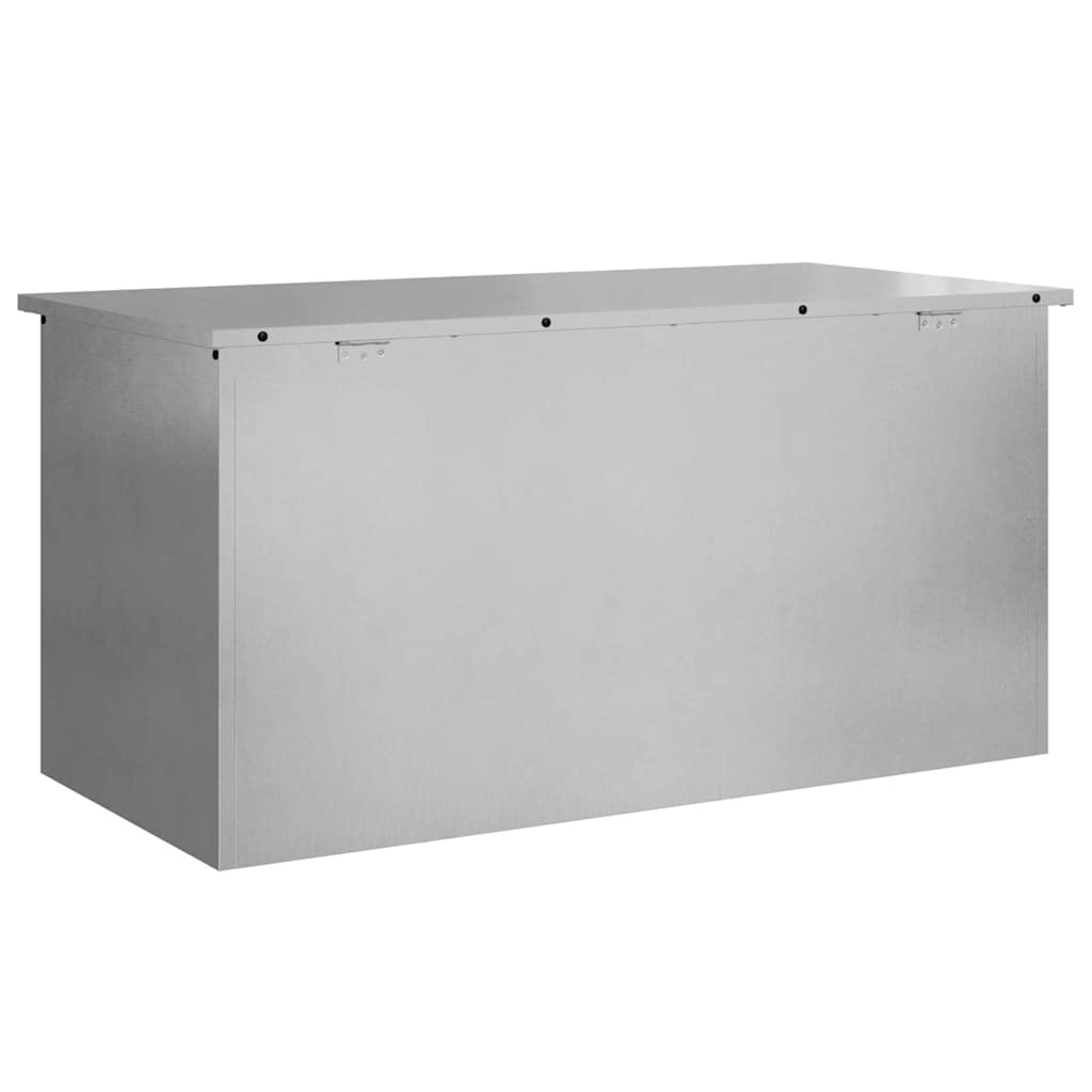 Boîte de rangement extérieure argentée 100 x 50,5 x 50 cm acier