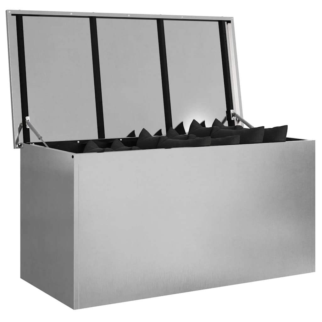 Boîte de rangement extérieure argentée 100 x 50,5 x 50 cm acier