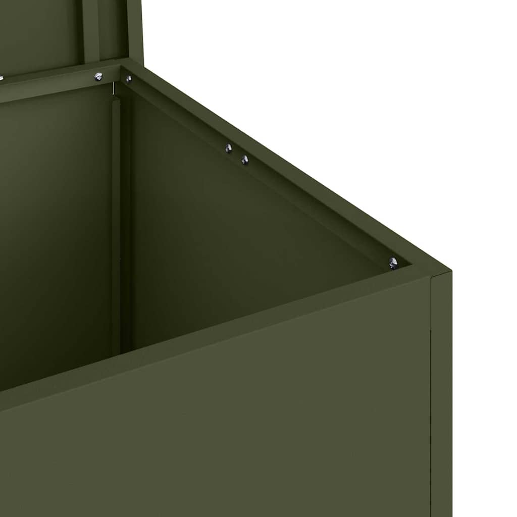 Boîte de rangement extérieure avec espace de rangement Olive Vert 80 x 50,5 x 50 cm Acier