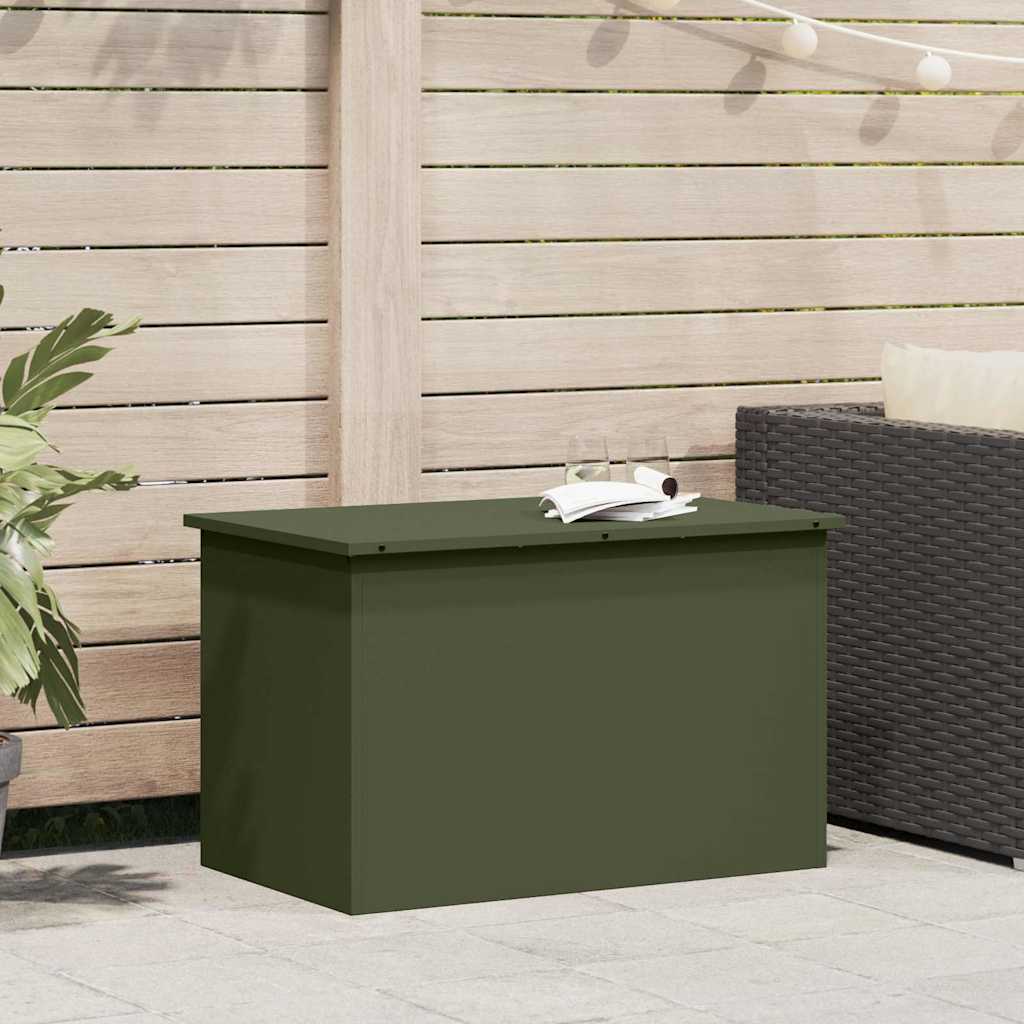 Boîte de rangement extérieure avec espace de rangement Olive Vert 80 x 50,5 x 50 cm Acier