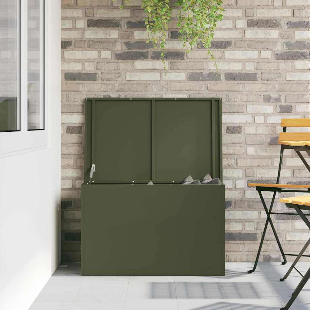 Boîte de rangement extérieure avec espace de rangement Olive Vert 80 x 50,5 x 50 cm Acier