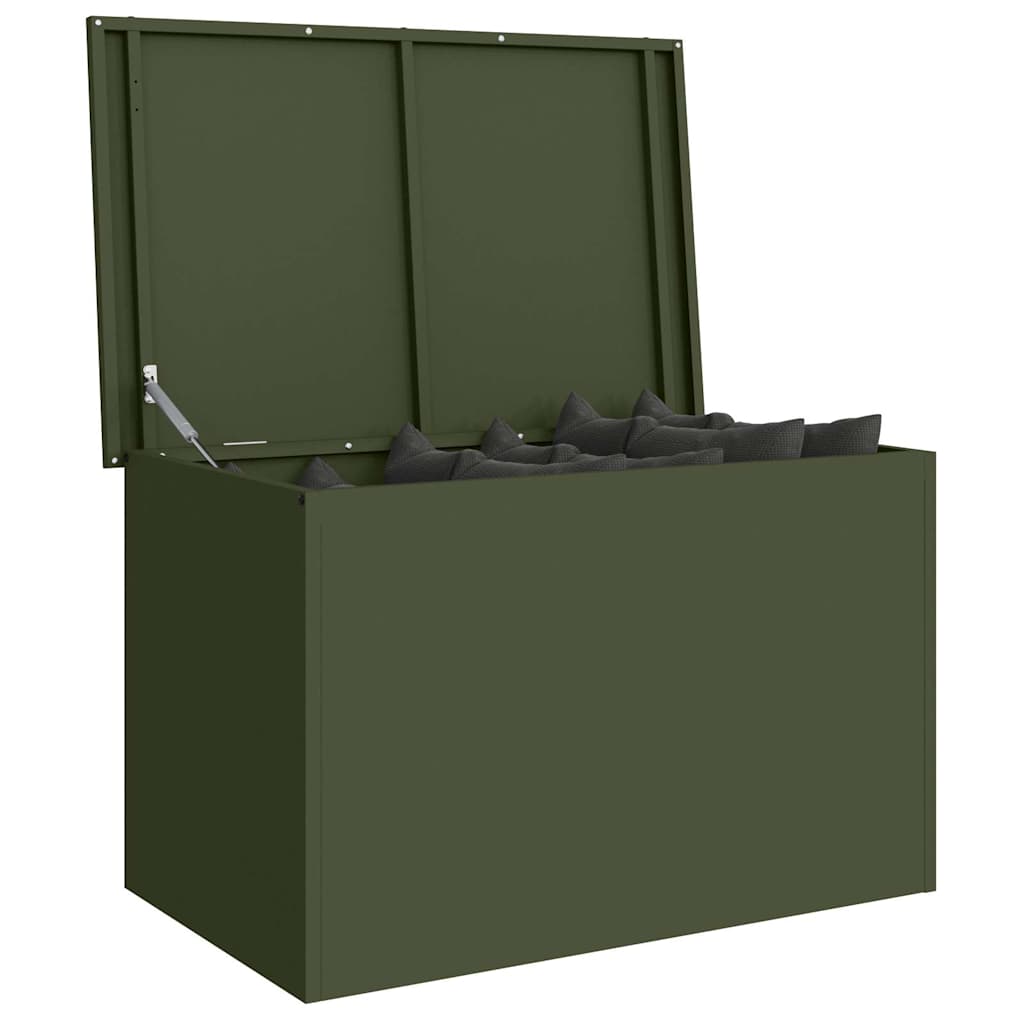 Boîte de rangement extérieure avec espace de rangement Olive Vert 80 x 50,5 x 50 cm Acier