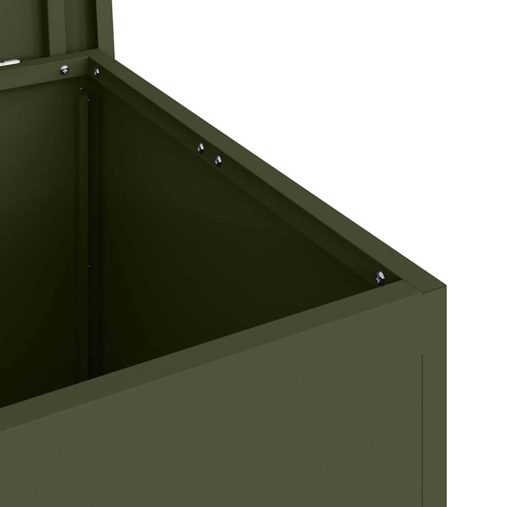 Boîte de rangement extérieure vert olive 55 x 50,5 x 50 cm acier