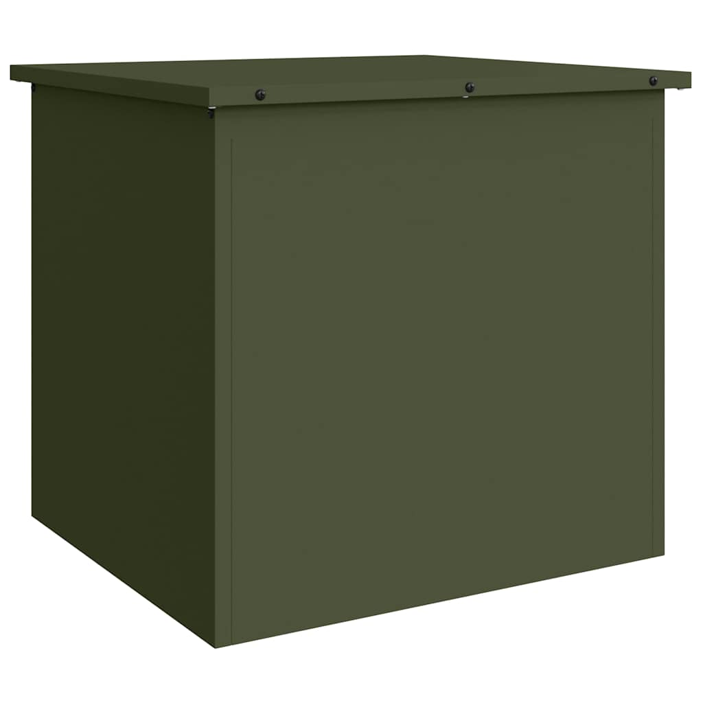 Boîte de rangement extérieure vert olive 55 x 50,5 x 50 cm acier